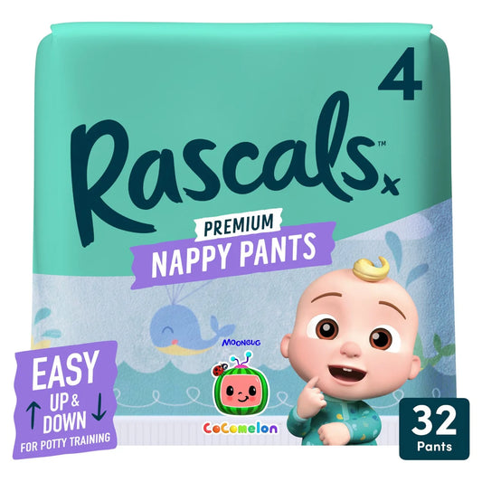 Rascals CoComelon Nappy Pants, Size 4 (10-15kg) 32 per pack