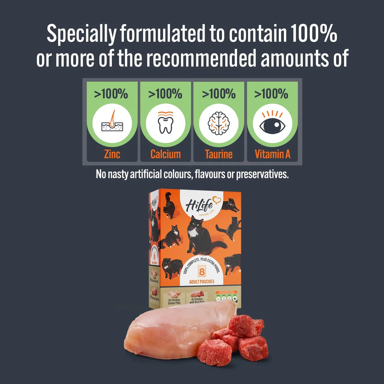 HiLife It's Only Natural Cat Food The Chicken One In Jelly 8 x 70g