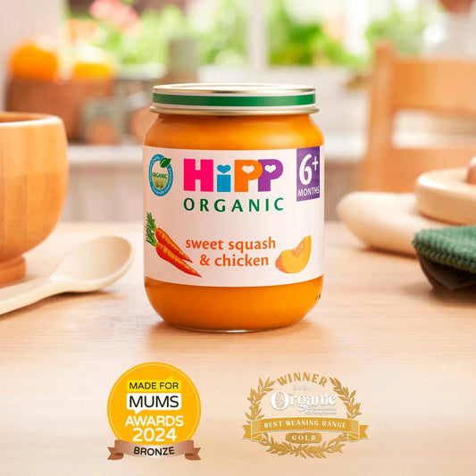 HiPP Organic Sweet Squash & Chicken Baby Food Jar 6+ Months 125g