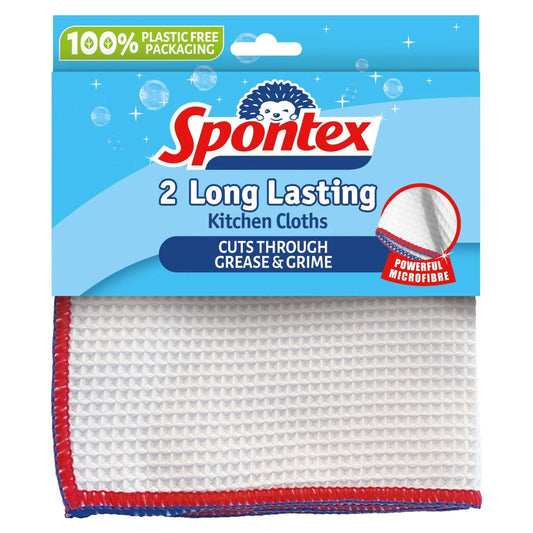 Spontex Long Lasting Microfibre Kitchen Cleaning Cloths 2 per pack