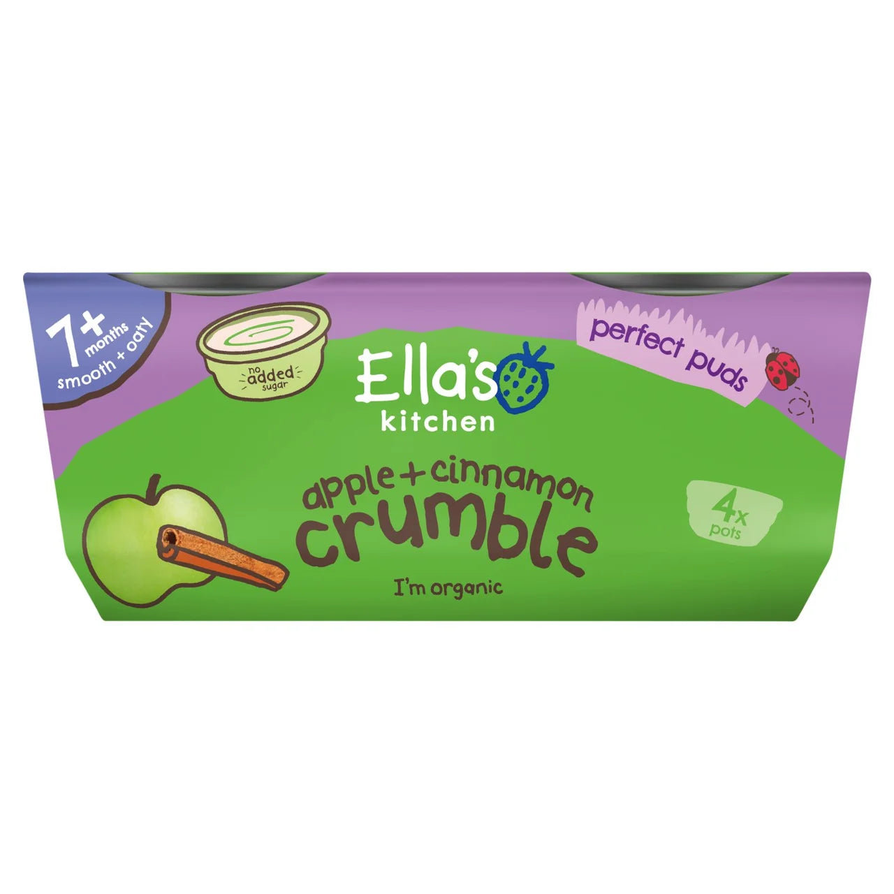 Ella's Kitchen Apple & Cinnamon Crumble Pudding Baby Dessert Pots 7m+ 4 x 80g