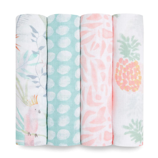 Aden + Anais Muslin Swaddle Blankets, Tropicalia 4 per pack
