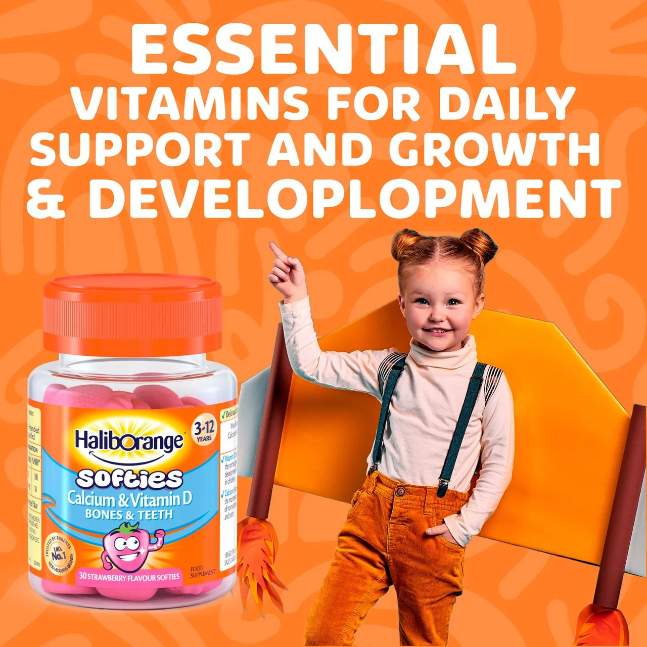 Haliborange Kid's Softies Calcium & Vitamin D Strawberry Gummies 3-12yrs 30 per pack