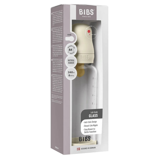 BIBS Glass Baby Bottle Medium Flow 240ml 2m+