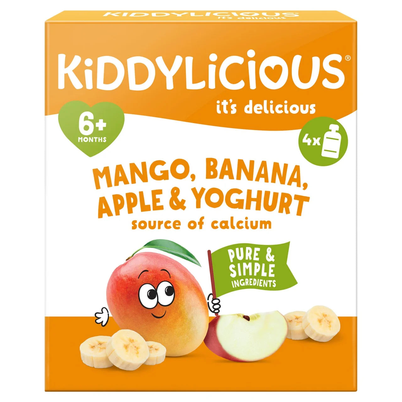Kiddylicious Pouches Mango, Banana & Apple Multipack 4 x 100g