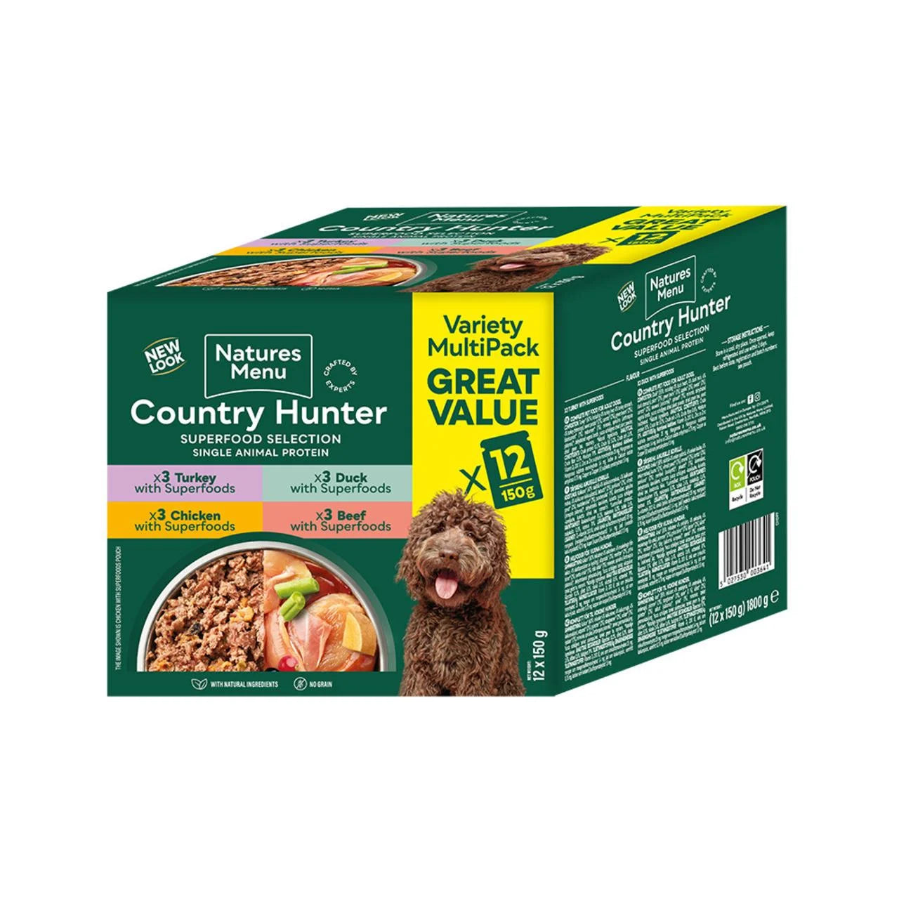Natures Menu Country Hunter Superfood Selection Wet Dog Food Pouches 12x150g