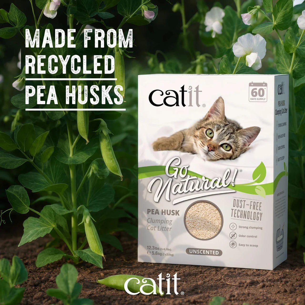 Catit Go Natural Pea Husk Litter Unscented 5.6kg