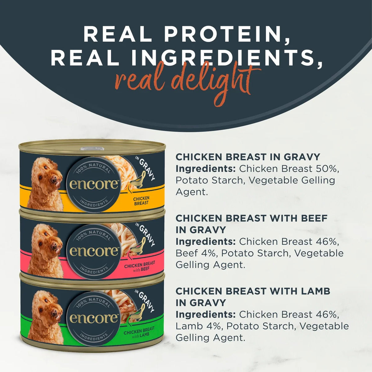 Encore Natural Wet Dog Food Multipack Meat Selection Tins in Gravy 8 x 156g