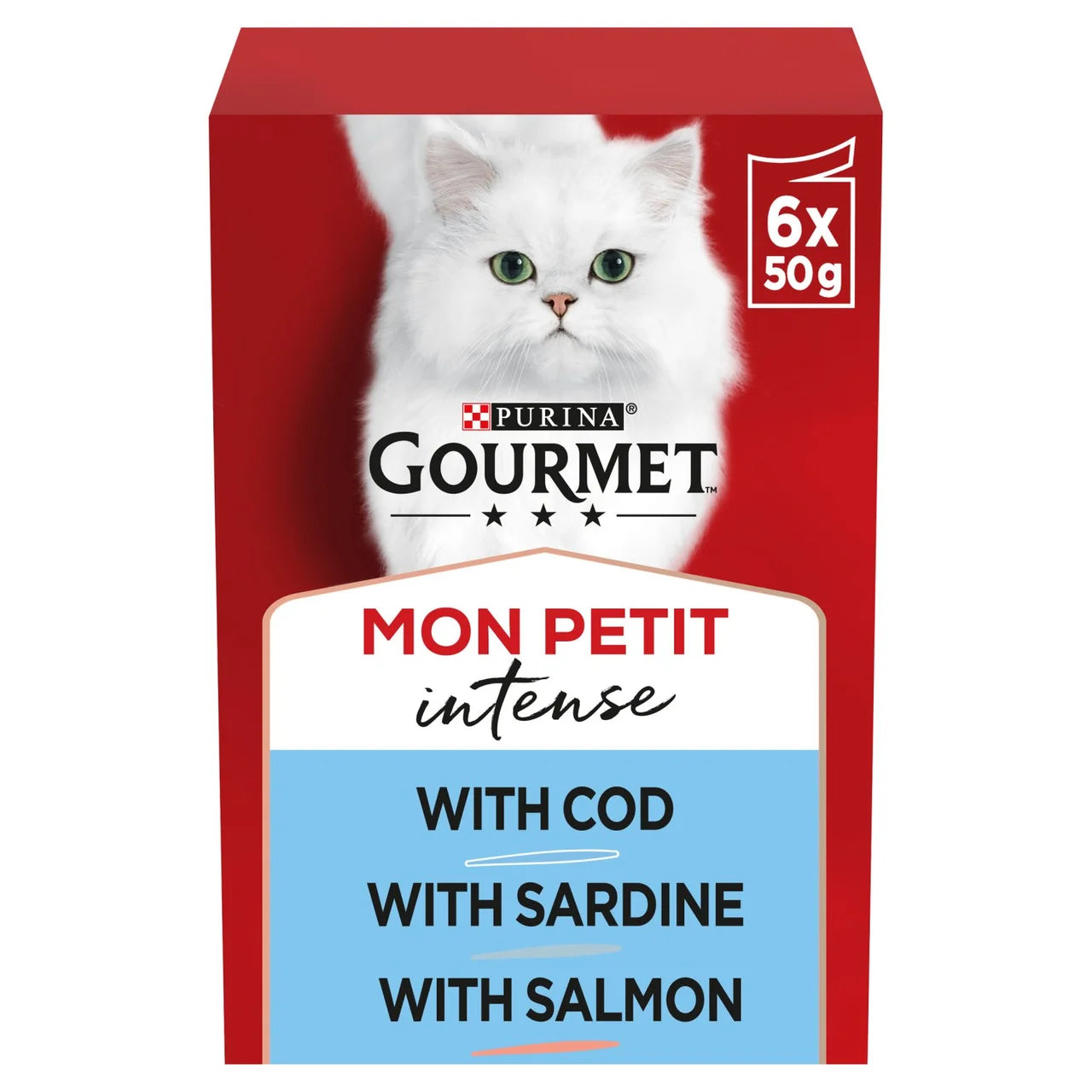 Gourmet Mon Petit Fish Variety Cod Sardine & Salmon Wet Cat Food 6 x 50g
