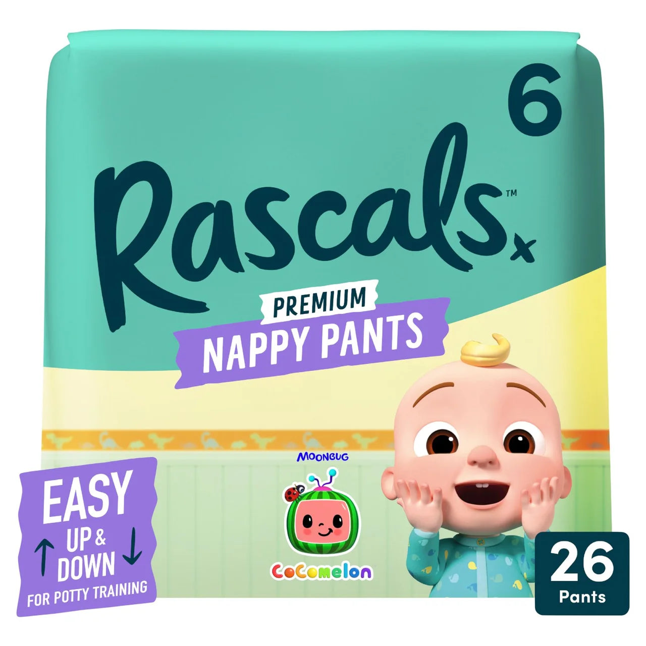 Rascals CoComelon Nappy Pants, Size 6 (15-20kg) 26 per pack