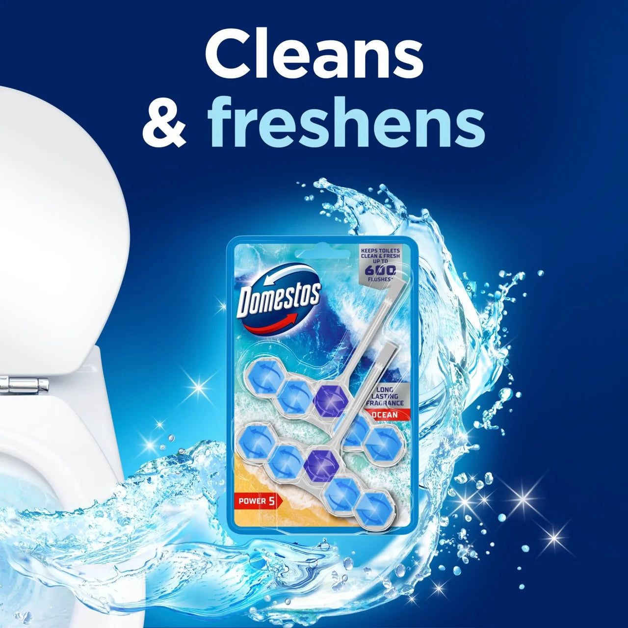 Domestos Power 5 Toilet Rim Block Ocean 2 per pack