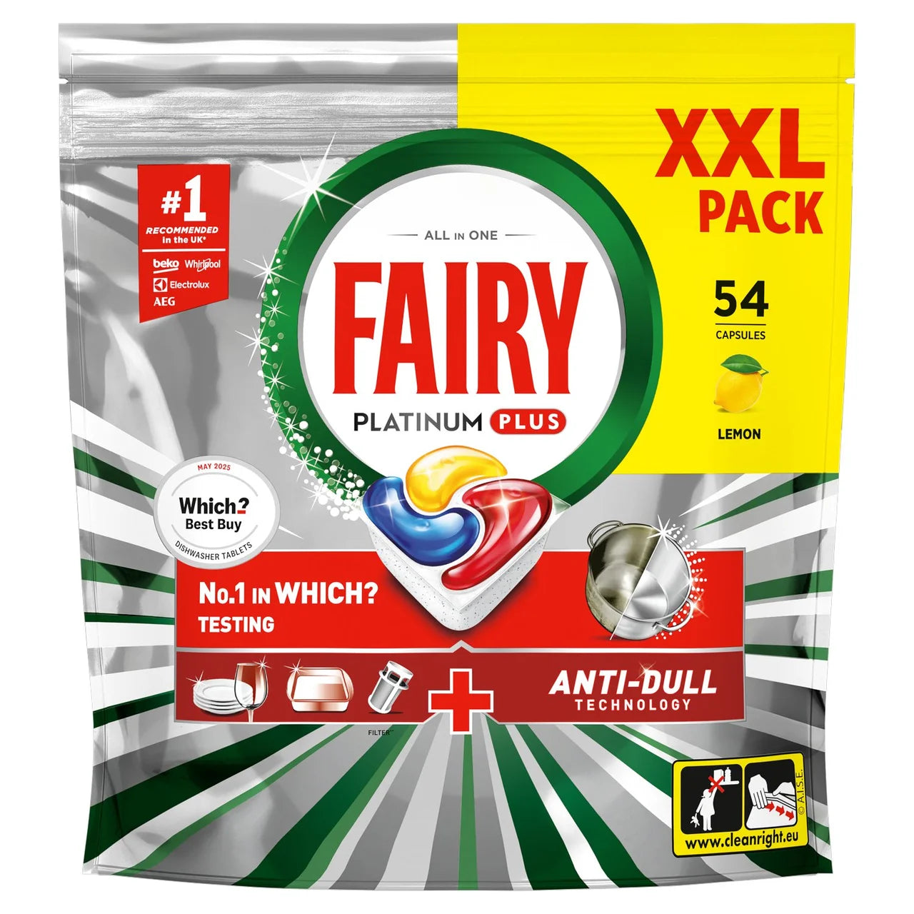 Fairy Platinum Plus Lemon Dishwasher Tablets 54 per pack