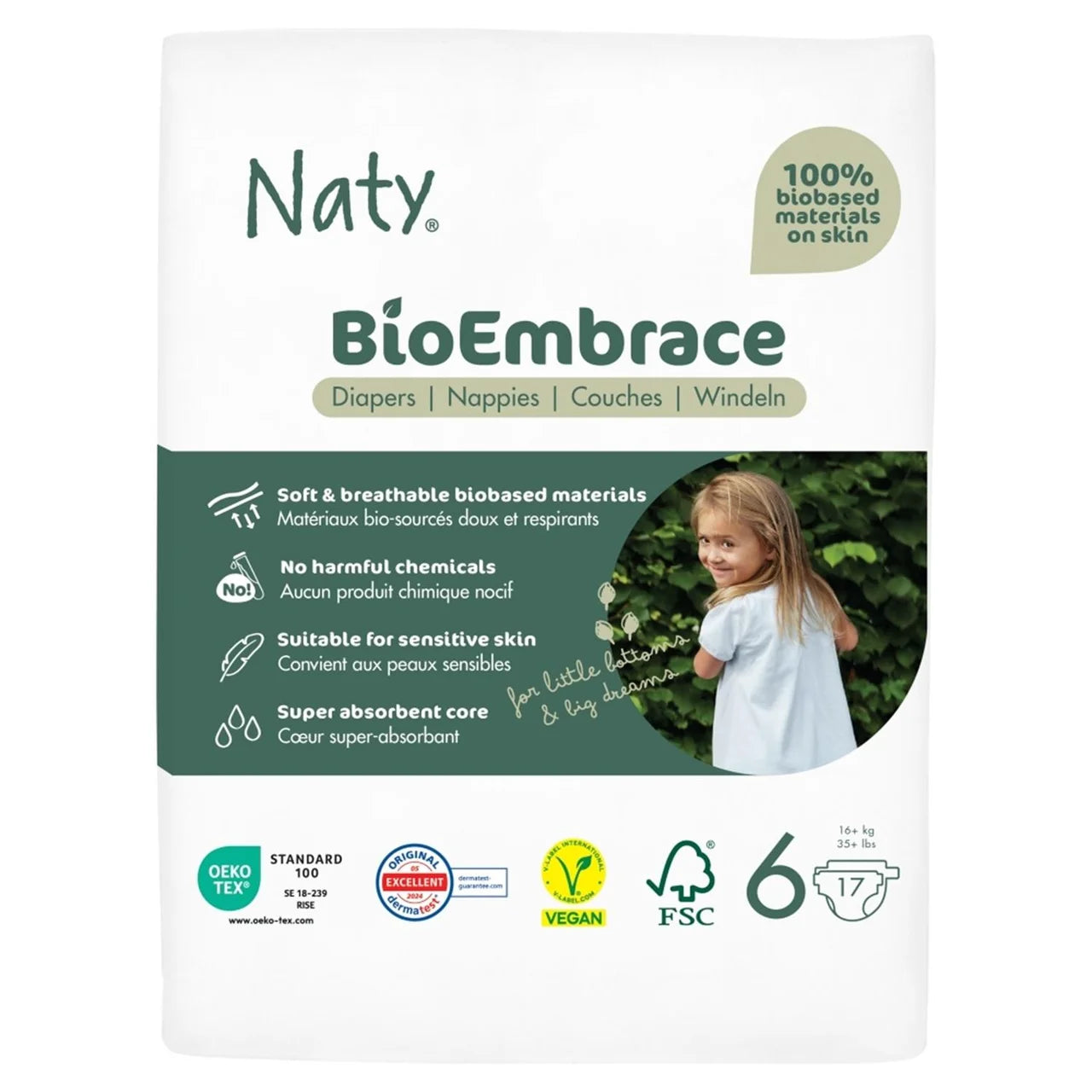 Naty BioEmbrace Nappies Size 6 (16kg+) 17 per pack
