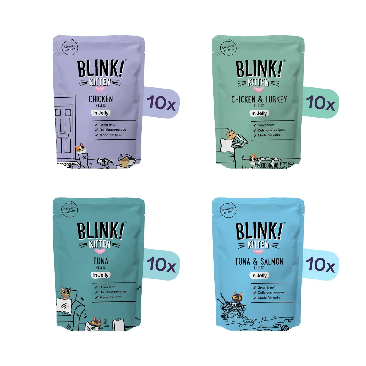 Blink Kitten Chicken&Fish Pouch Selection in Jelly Bulk Pack 40 x 85g
