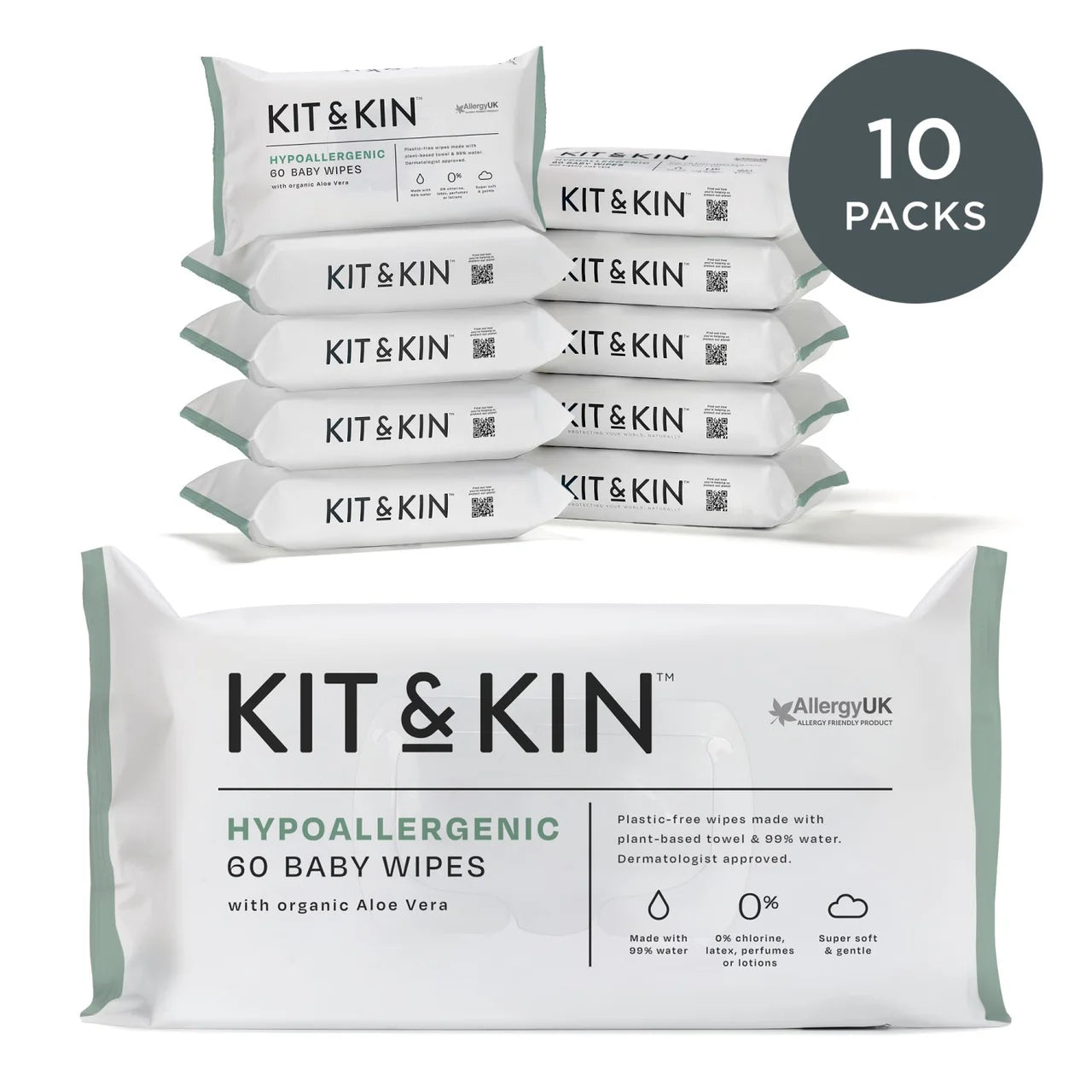 Kit & Kin Hypoallergenic Baby Wipes Multipack 10 x 60 per pack