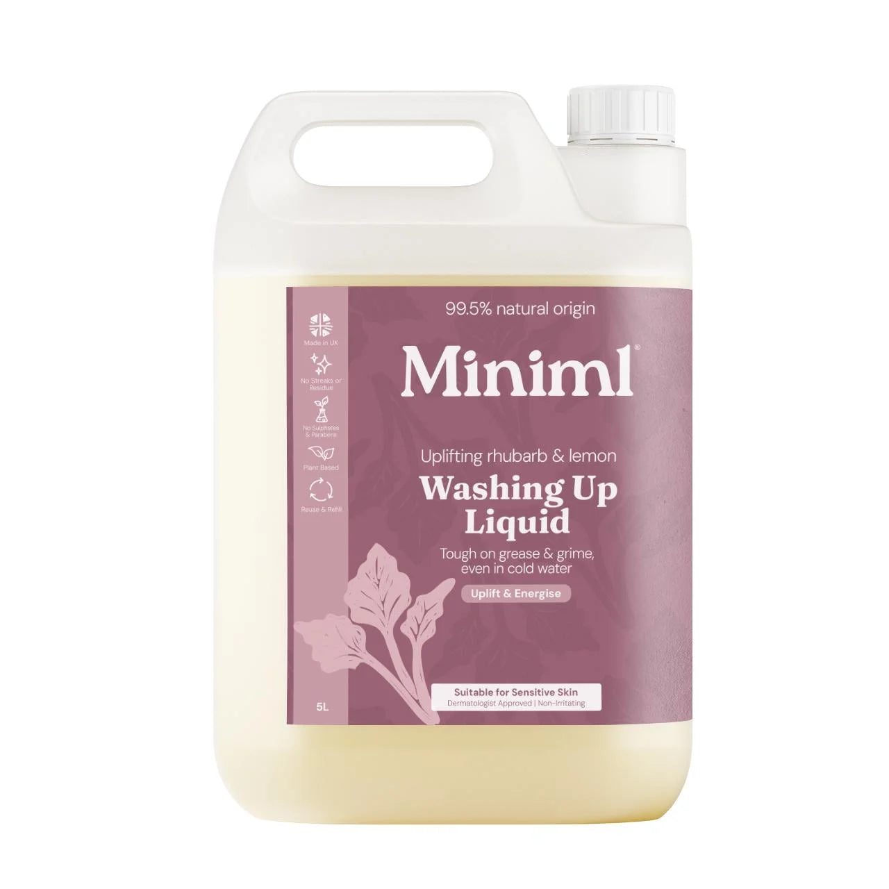 Miniml Washing Up Liquid - Rhubarb & Lemon 5L