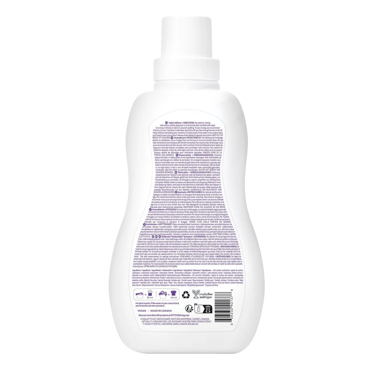 Attitude Little Ones Fabric Softener Sweet Lullaby 40 Loads 1L