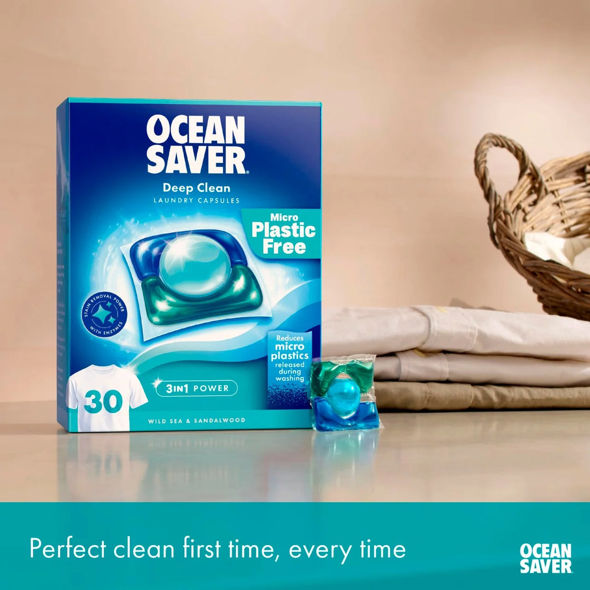 OceanSaver Eco Laundry Detergent Sheets Non Bio 30 Washes
