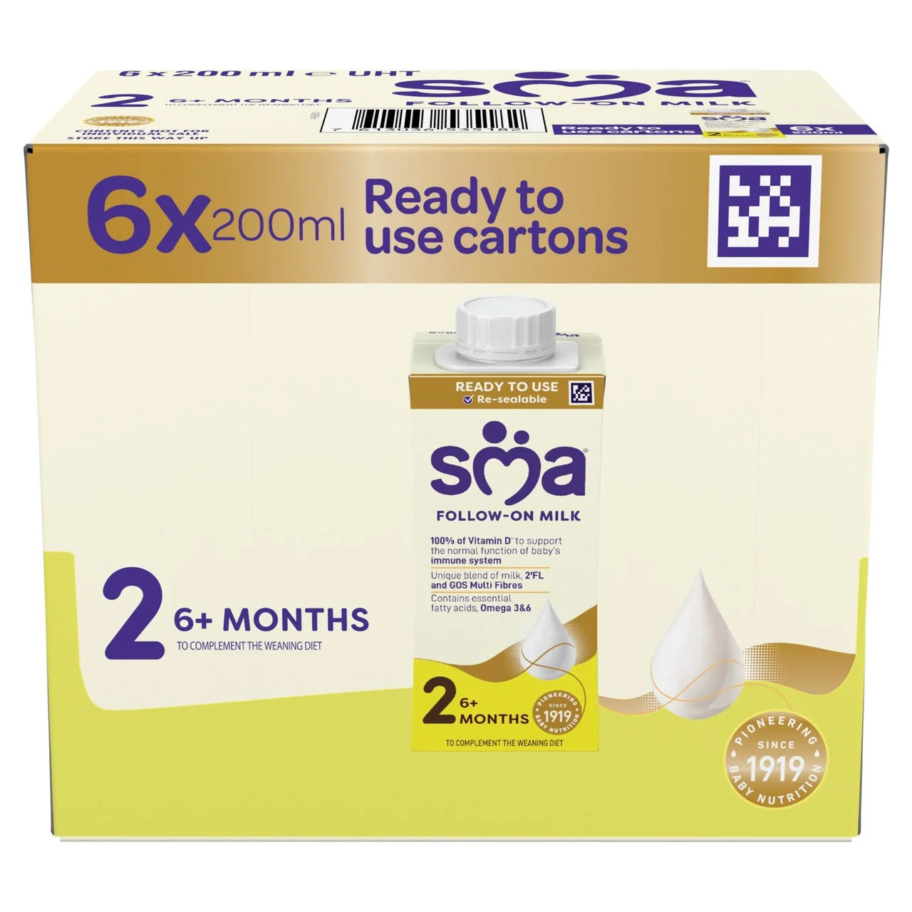 SMA 2 Follow-on Baby Milk Liquid Formula 6 Months+ Multipack 6x200ml