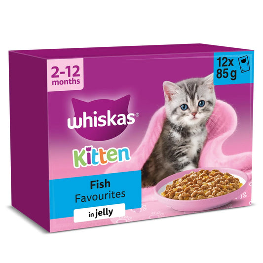 Whiskas Kitten Fish Favourites Wet Cat Food Pouches in Jelly 12 x 85g