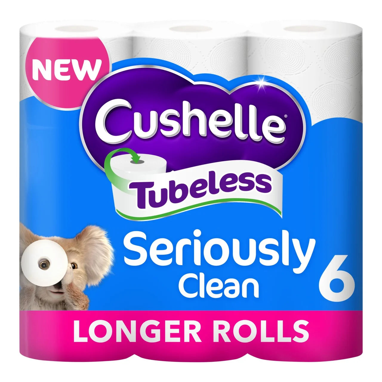 Cushelle Seriously Clean Mega Toilet Rolls, 50% More Sheets 6 per pack