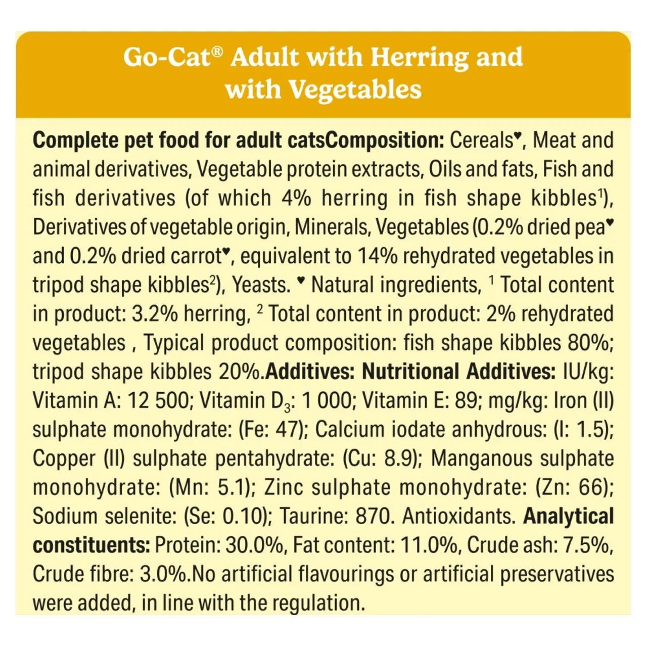 Go-Cat Herring with Vegetables Dry Cat Food 2kg