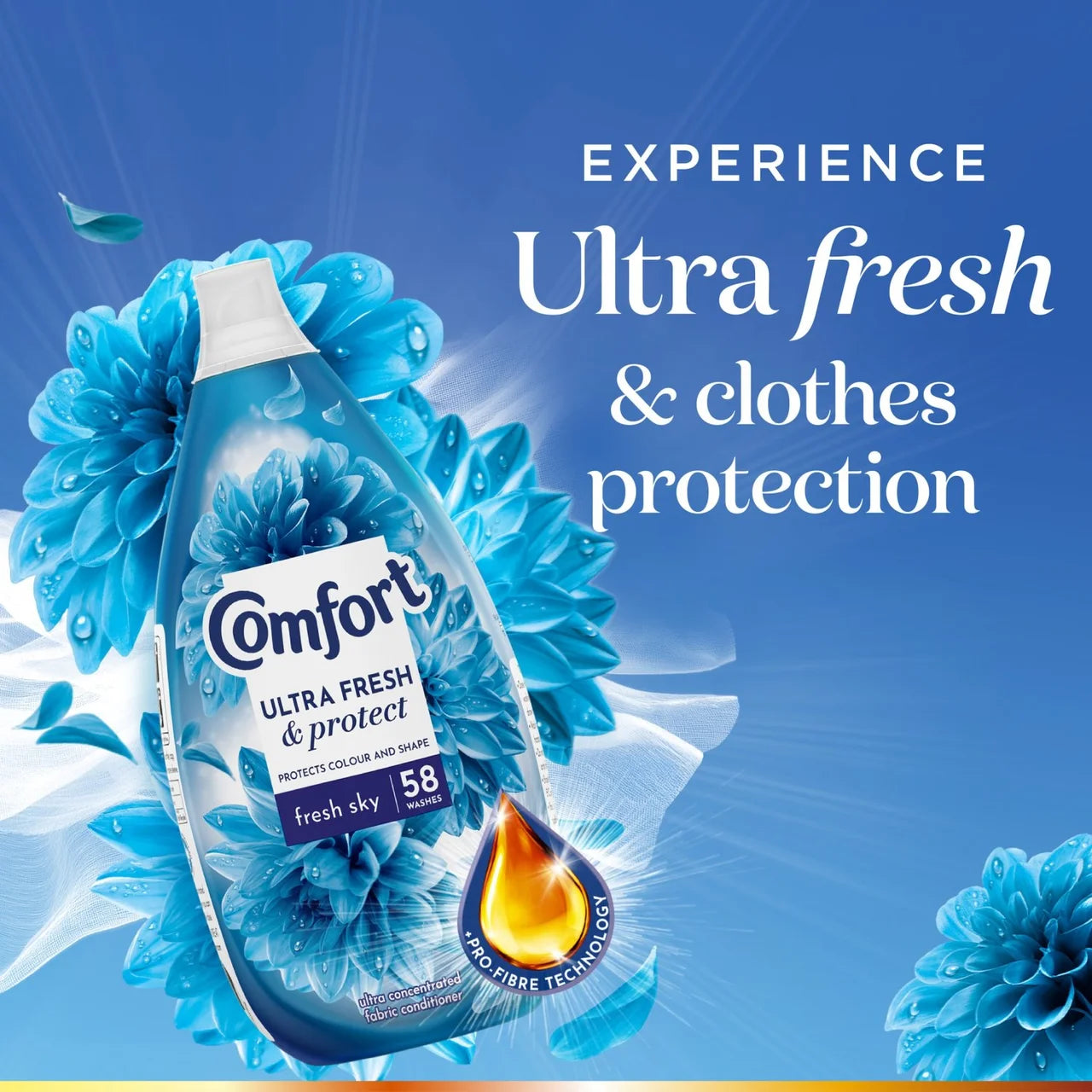 Comfort Intense Ultra Concentrated Fabric Conditioner Freshsky 58 Wash 870ml