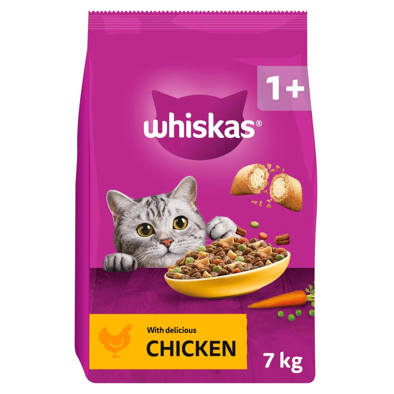 Whiskas 1+ Adult Dry Cat Food with Chicken 7kg