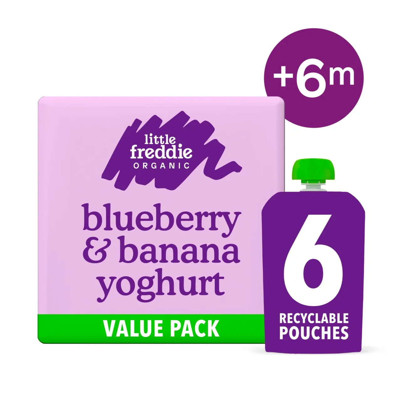 Little Freddie Blueberry & Banana Yoghurt Baby Pouch Multipack 6+ Months 6 x 100g