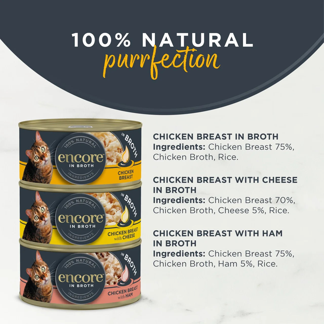 Encore Natural Wet Cat Food Multipack Chicken Selection Tins in Broth 8 x 70g