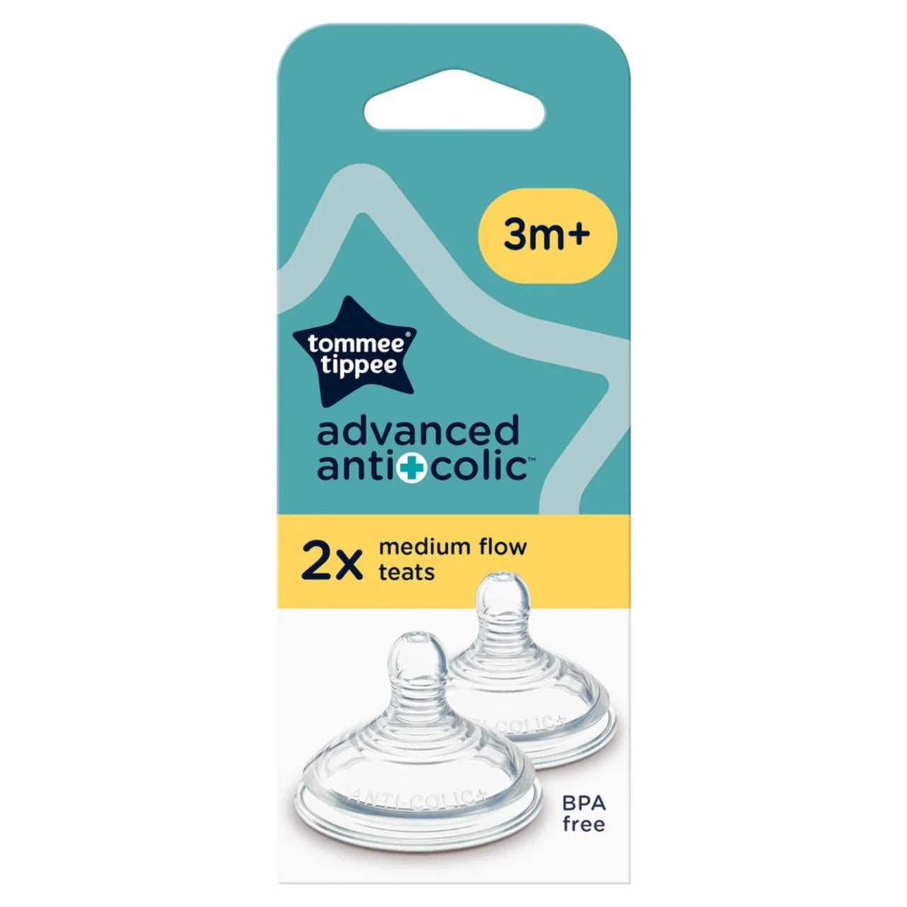 Tommee Tippee Advanced Anti Colic Medium Flow Teats 2 per pack
