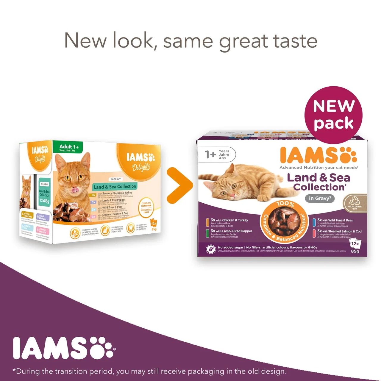 Iams Delights Adult Land & Sea Collection in Gravy Multipack 48 x 85g