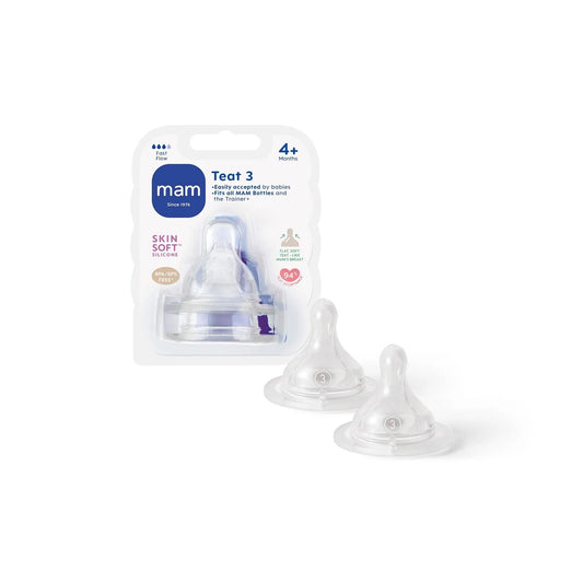 MAM Silicone Bottle Teats Fast Flow 4+ Months Level 3 , 2 per pack