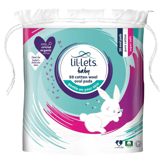 Lil-Lets Baby Cotton Wool Large Oval Pads 50 per pack