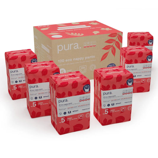 Pura Eco Nappy Pants, Size 5 (9-14kg) Mega 6 x 20 per Pack