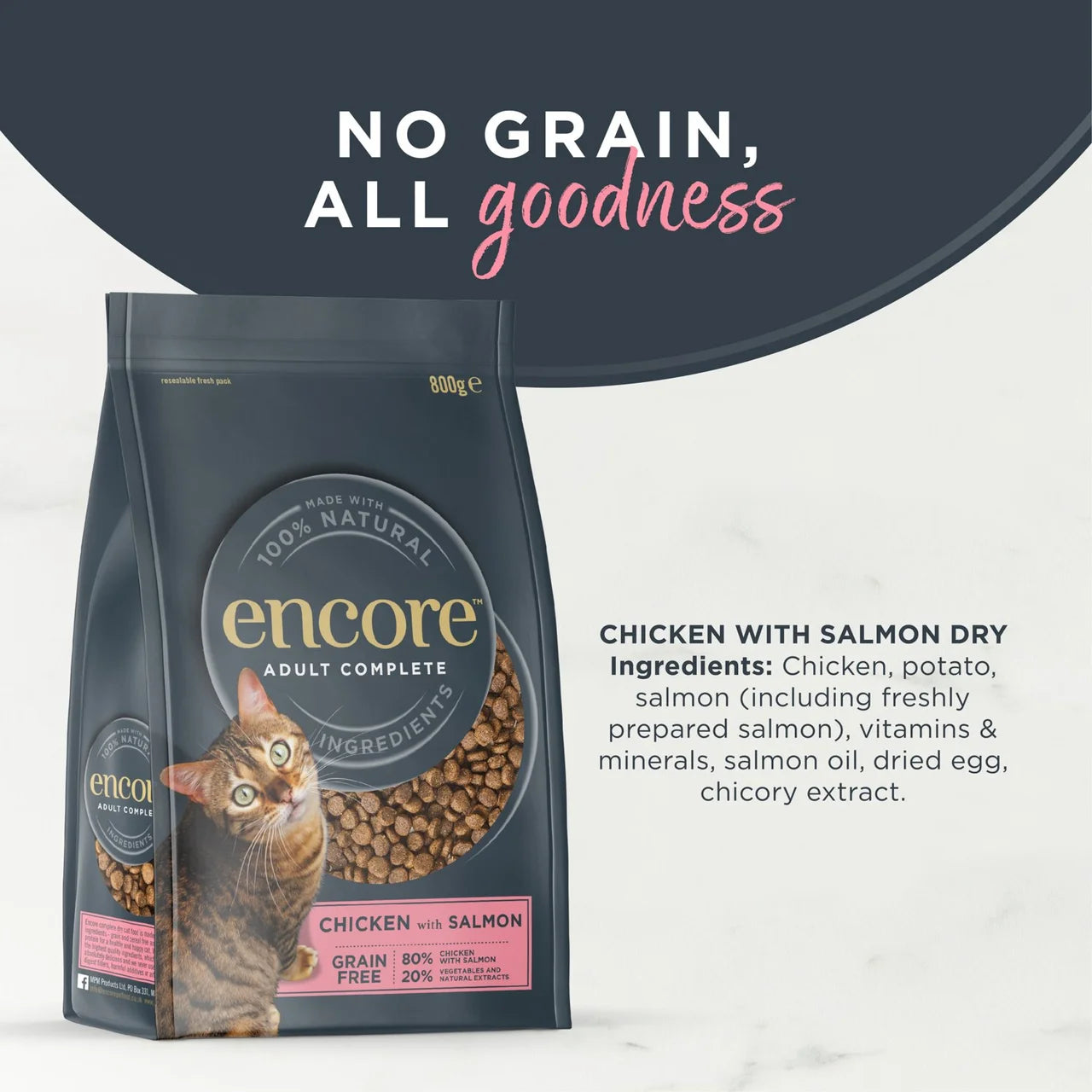 Encore Natural Adut Dry Cat Food Chicken with Salmon Grain Free 800g