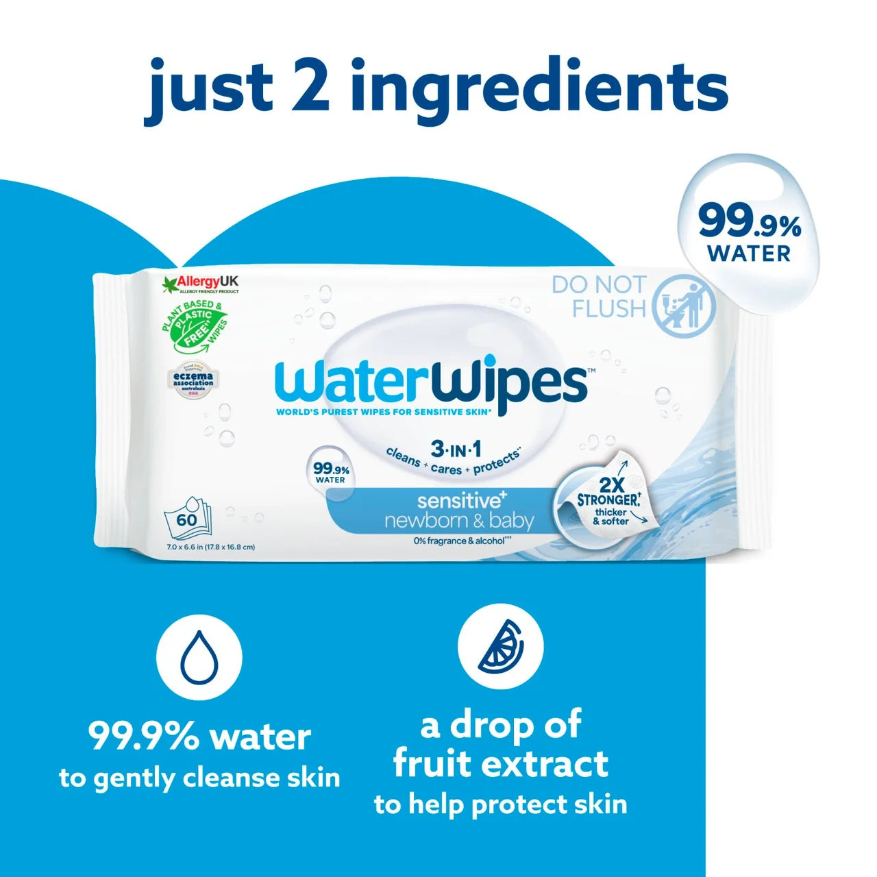 WaterWipes Baby Wipes Sensitive Newborn Plastic Free Wipes 28 Wipes Travel 28 per pack