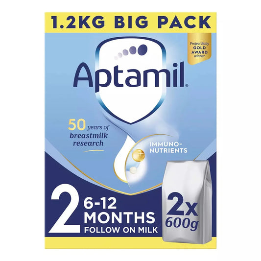 Aptamil 2 Follow On Baby Milk Formula Powder 6-12 Months Big Pack ,  2 x 600