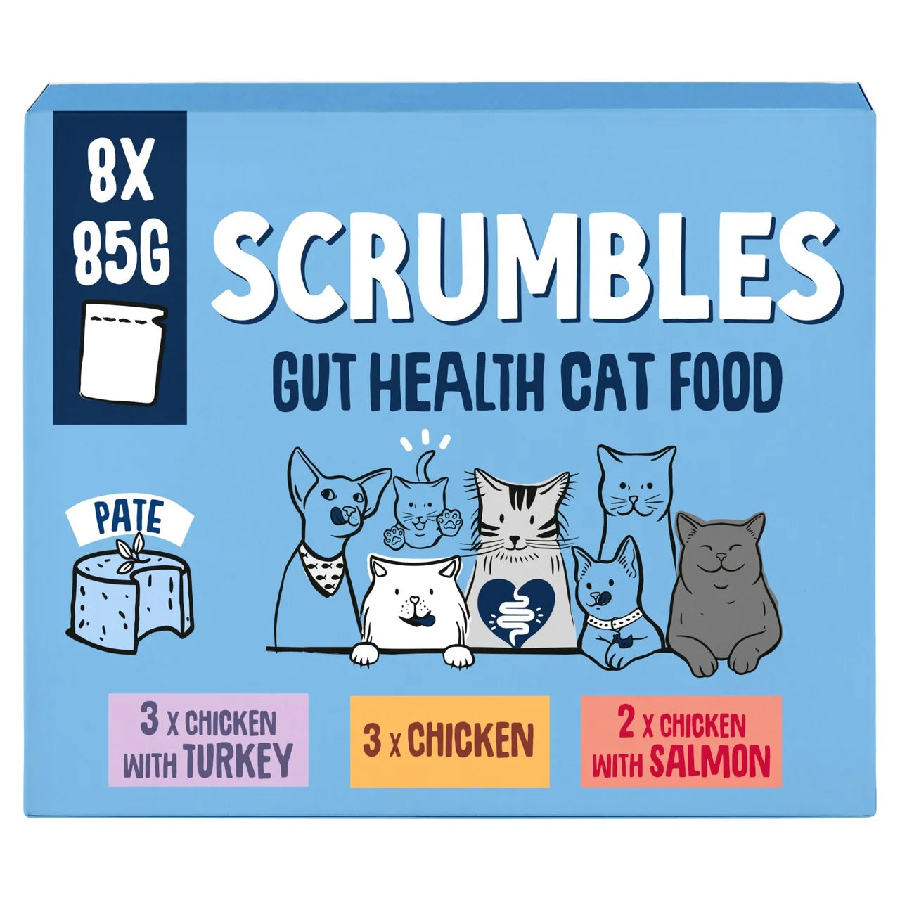 Scrumbles Grain Free Wet Cat Pate Pouch Selection 8 x 85g