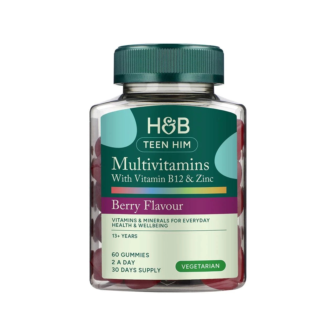 Holland & Barrett Teen Him Multivitamin with B12 & Zinc Gummies Berry 60 per pack