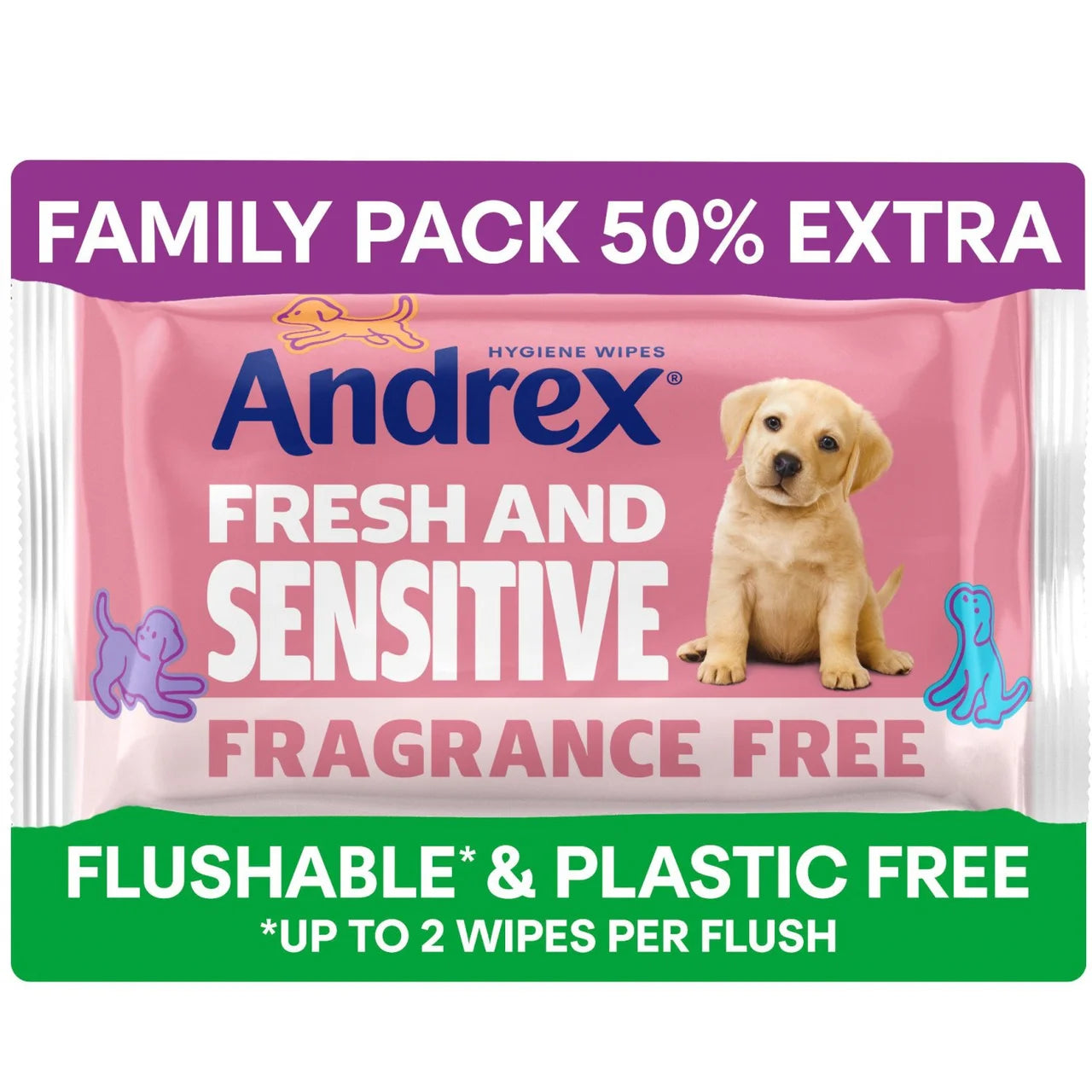 Andrex Fresh and Sensitive Flushable Hygiene Wipes Mega Pack 45 per pack