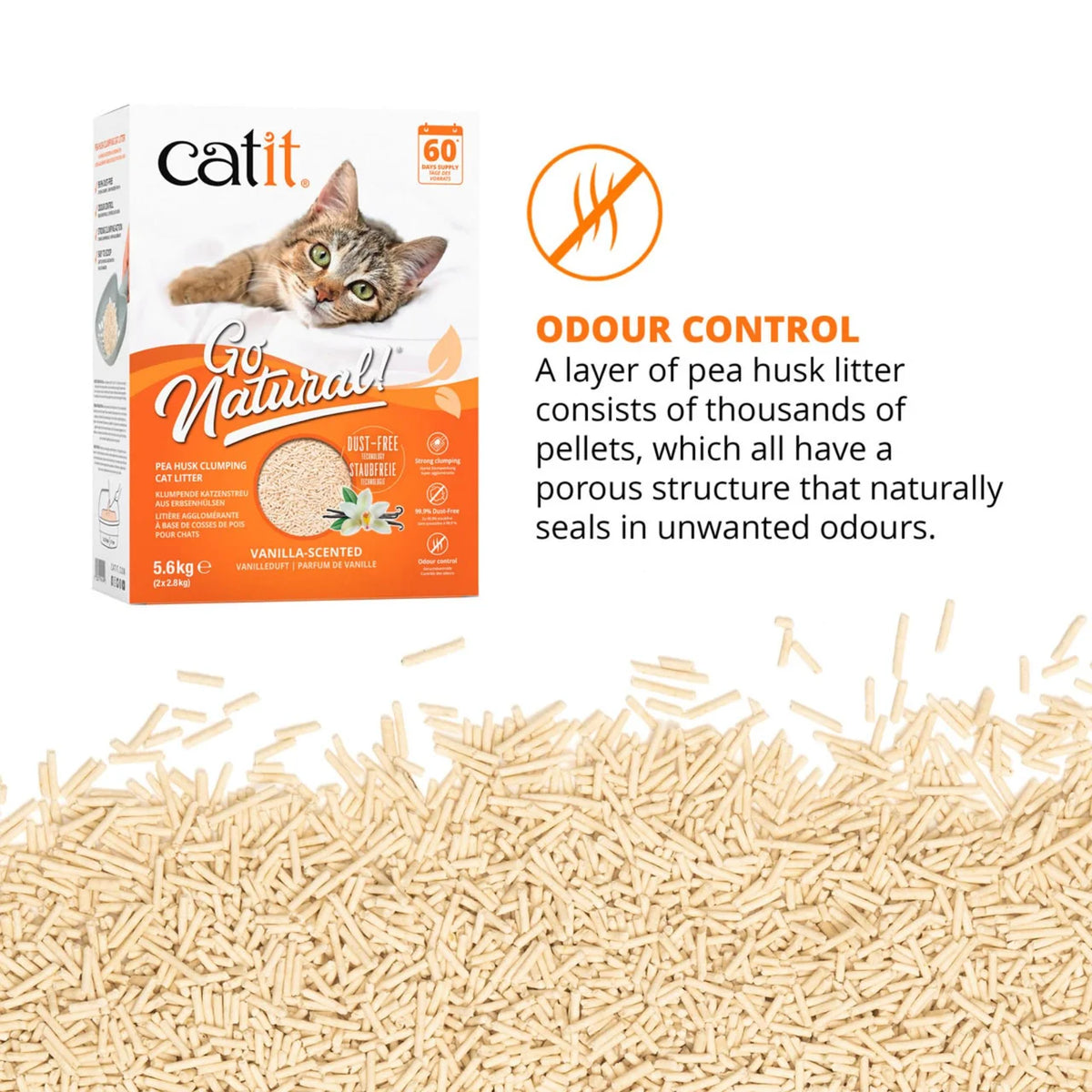 Catit Go Natural Pea Husk Litter, Vanilla 5.6kg