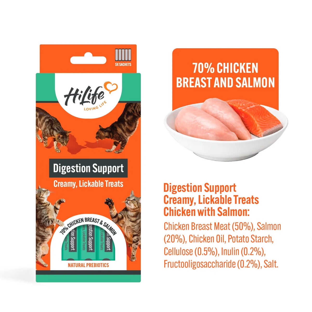 HiLife Functional Cat Licks Digestive Support 5 x 15g
