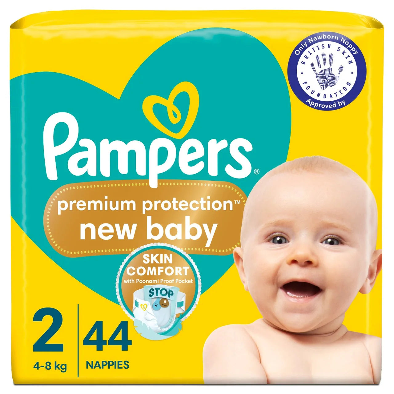 Pampers New Baby Nappies, Size 2 (4-8kg) Essential 44 per Pack