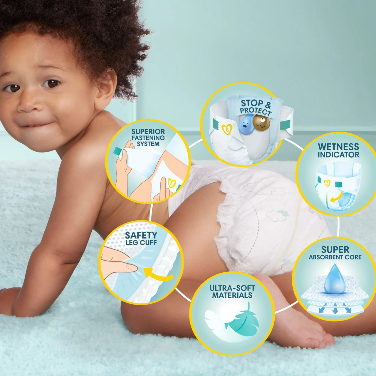 Pampers New Baby Nappies, Size 3 (6-10kg) Jumbo+ 70 per Pack