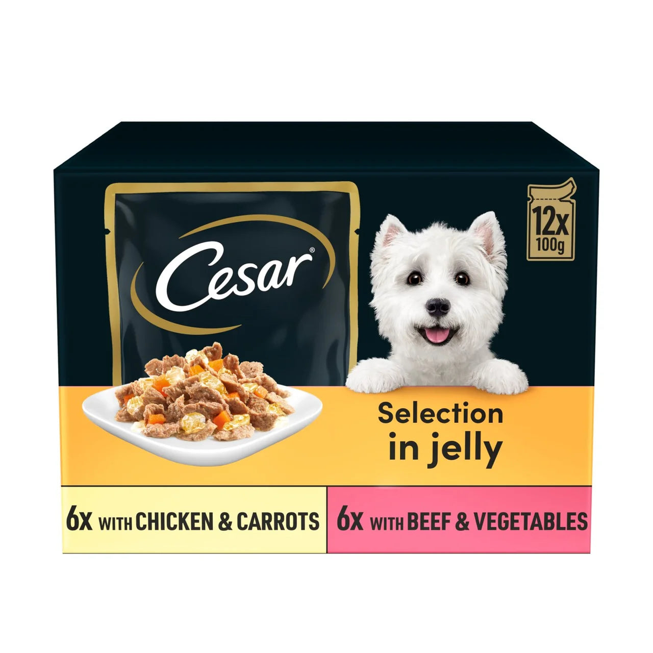 Cesar Deliciously Fresh Dog Food Pouches Mixed Selection in Jelly 12x100g