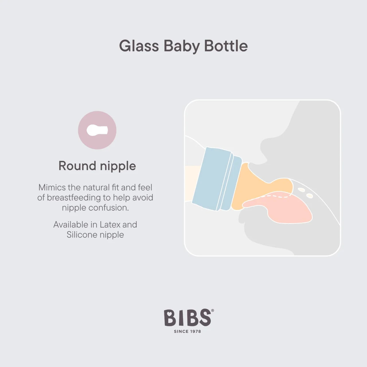 BIBS Glass Baby Bottle Slow Flow 120ml 0m+