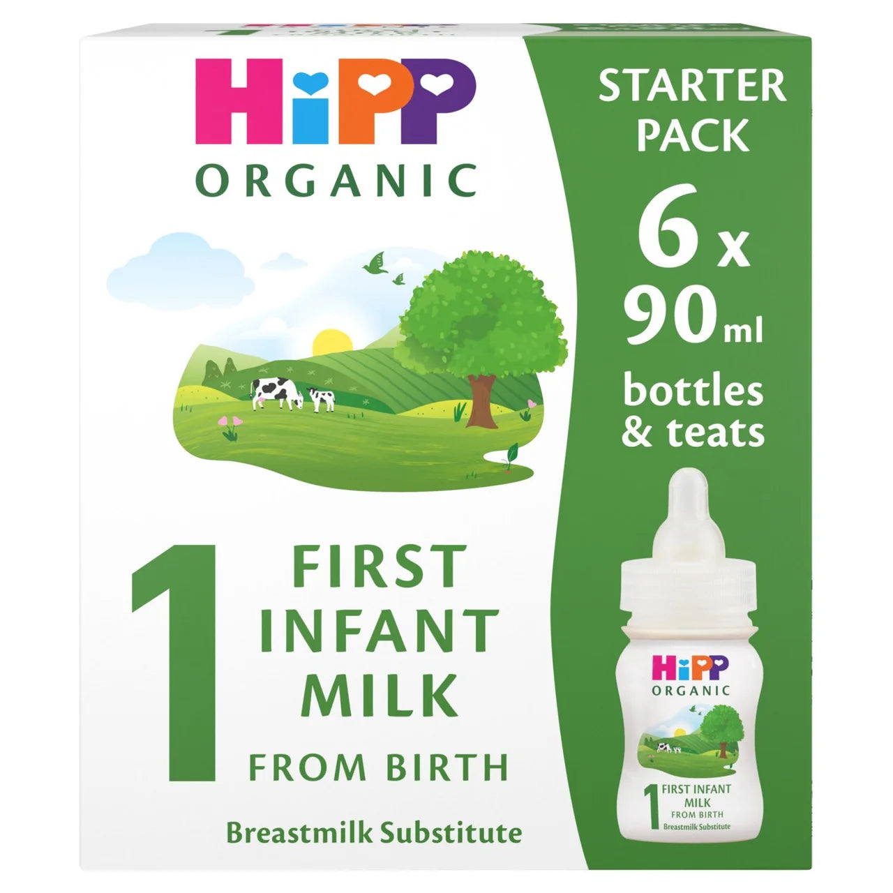 HiPP Organic 1 First Infant Baby Milk Formula Starter Pack, From Birth 6 x 90ml