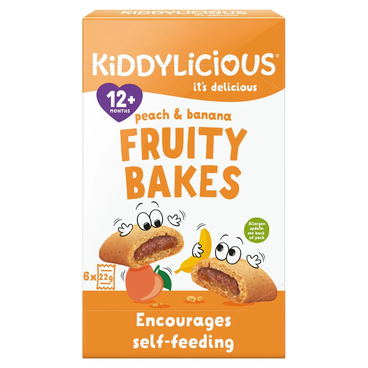 Kiddylicious Peach & Banana Fruity Bakes Baby Snacks Multi 6 x 22g