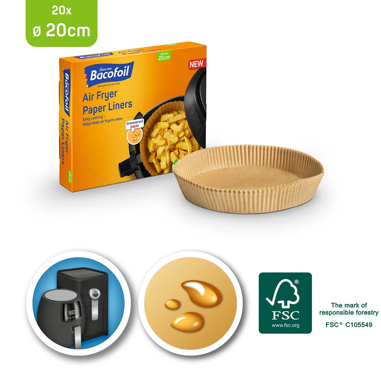 Bacofoil Air Fryer Liners 20 per pack